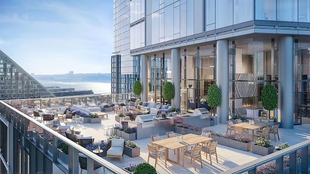 30 Riverside Blvd Unit 20-K, New York City, NY 10069 - exterior space with outdoor dining space, a water view, and a patio area