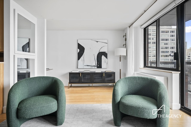 sitting room featuring light wood finished floors