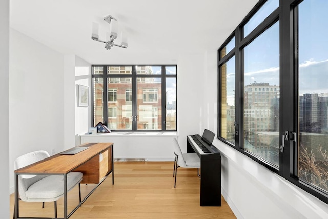 interior space with light hardwood / wood-style floors