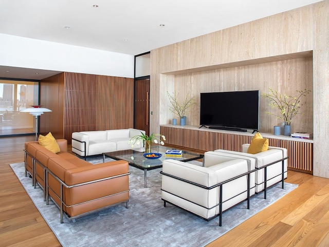 living room with wood finished floors