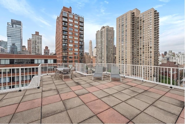 view of patio with a view of city