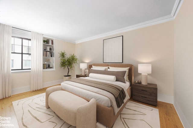 485 Park Ave Unit 4B, New York City, NY 10022 - bedroom with light wood-type flooring, ornamental molding, and baseboards