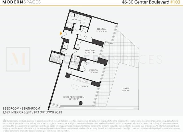 46-30 Center Blvd Unit 103, New York City, NY 11109 - view of floor plan / room layout