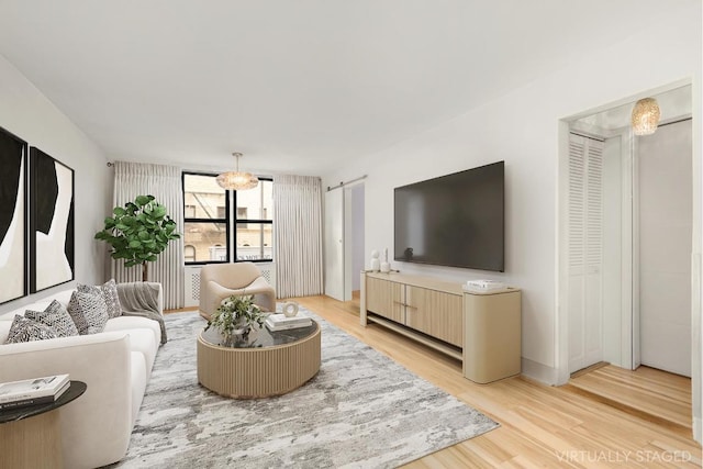 living room featuring light hardwood / wood-style flooring