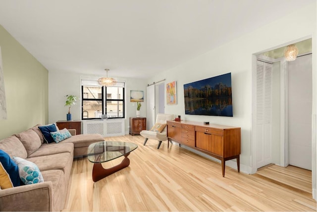 living room featuring light wood-type flooring