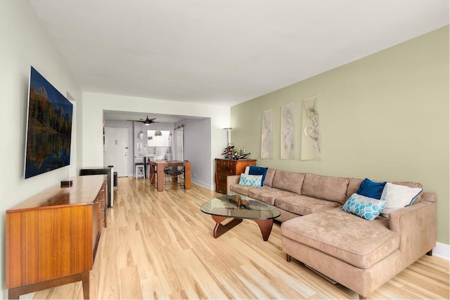 living room featuring light hardwood / wood-style flooring