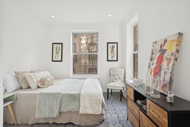 bedroom with recessed lighting