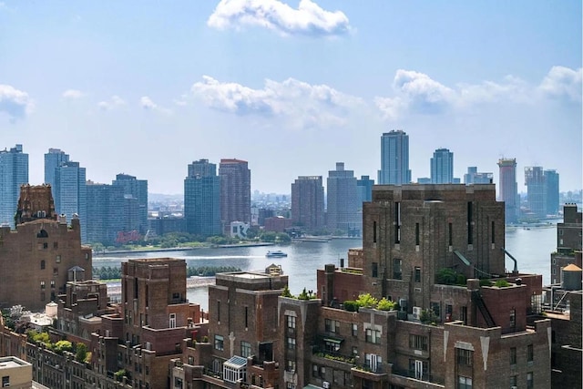 property's view of city with a water view