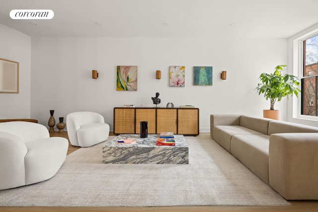 living room featuring visible vents