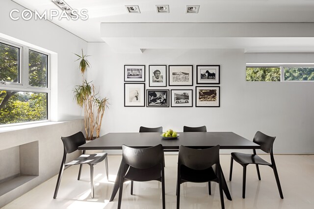 dining room with plenty of natural light