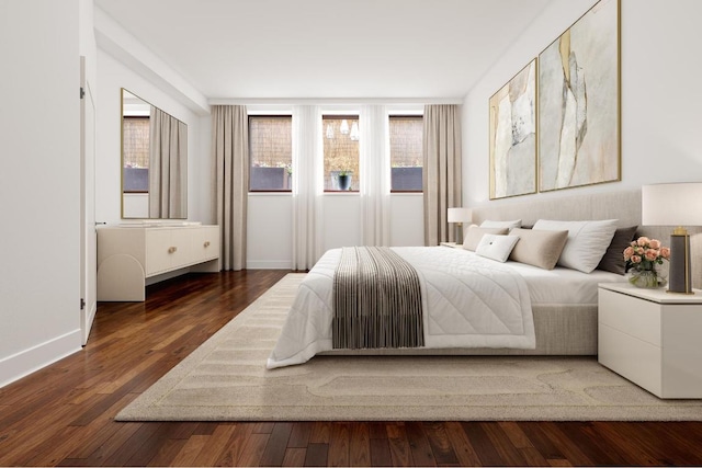 bedroom featuring dark hardwood / wood-style flooring