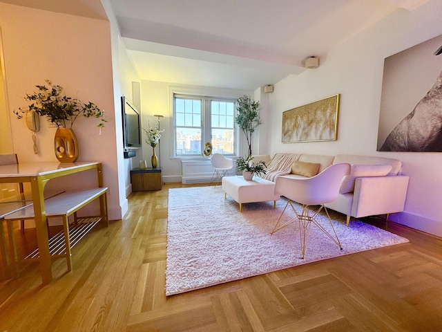 living area with baseboards