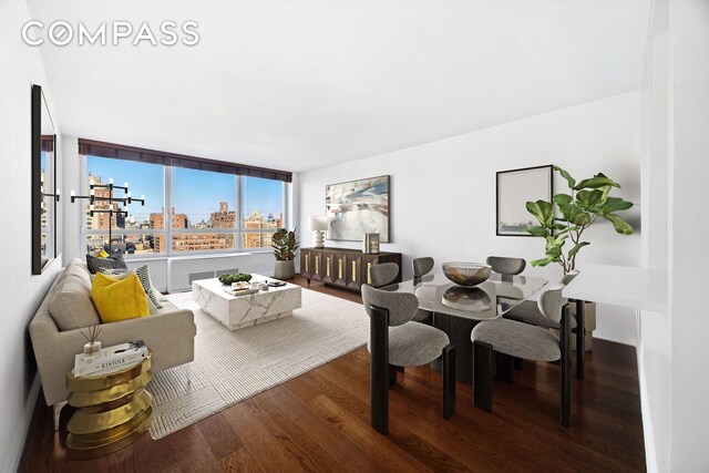 200 E 94th St Unit 2012, New York City, NY 10128 - living room with wood finished floors and a view of city