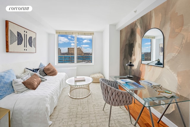 bedroom with hardwood / wood-style floors