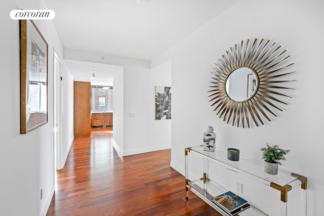 640 W 237th St Unit 7B, New York City, NY 10463 - hall with wood finished floors and baseboards