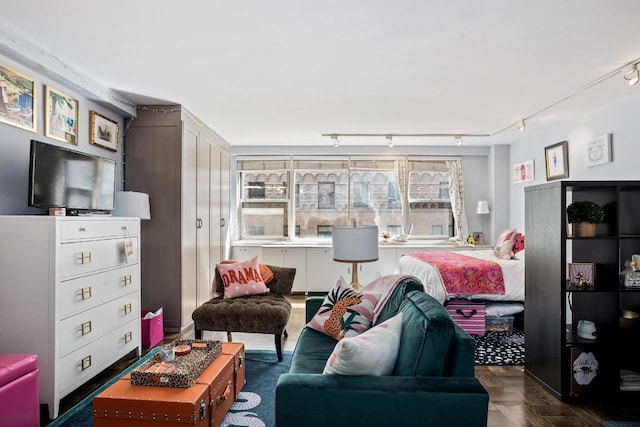 living room with track lighting