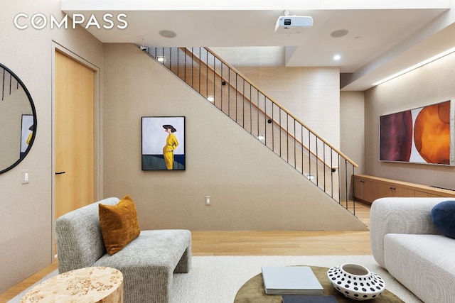 living room with light wood-type flooring