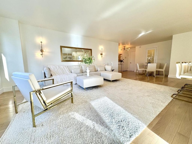 living room with hardwood / wood-style flooring