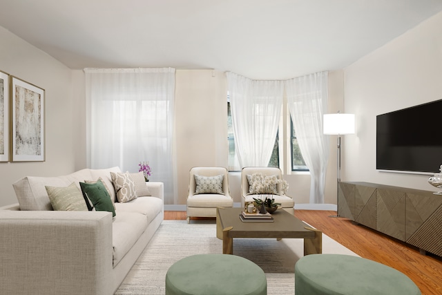 living room with wood finished floors