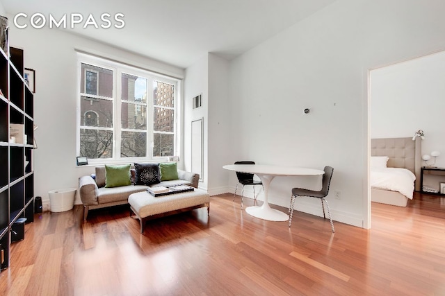 living room with hardwood / wood-style flooring