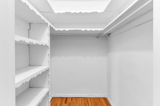 walk in closet with hardwood / wood-style flooring