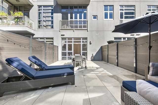 view of patio featuring french doors