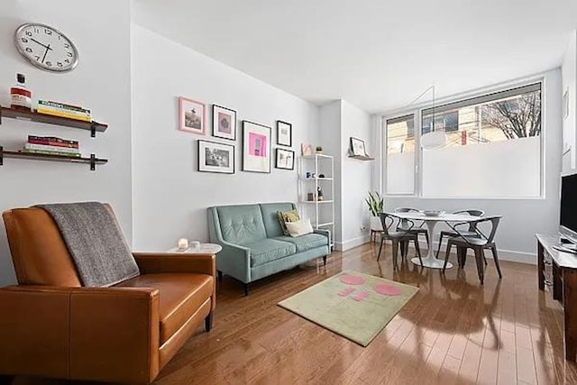 214 N 11th St Unit 1L, New York City, NY 11211 - living room featuring wood finished floors and baseboards
