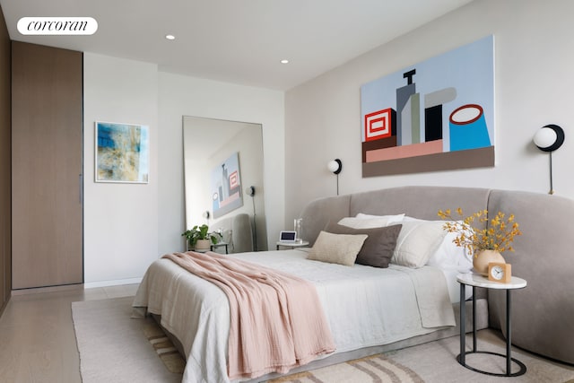 bedroom with recessed lighting and visible vents