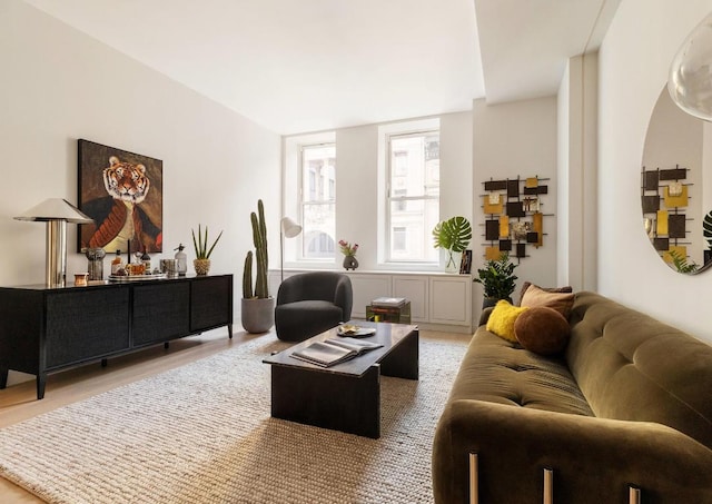 living room with hardwood / wood-style floors