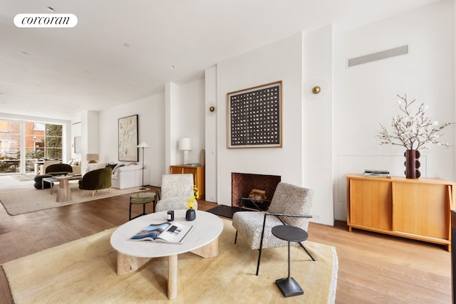 living area featuring light wood-type flooring