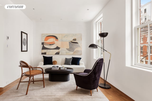 living area with light wood-type flooring