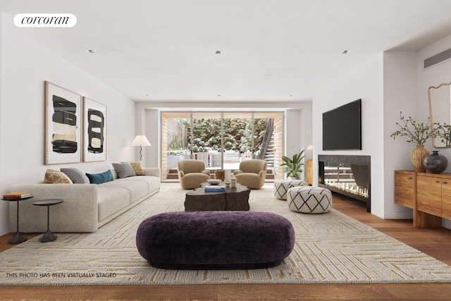 living room with wood-type flooring