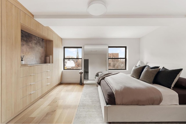 bedroom with light hardwood / wood-style floors