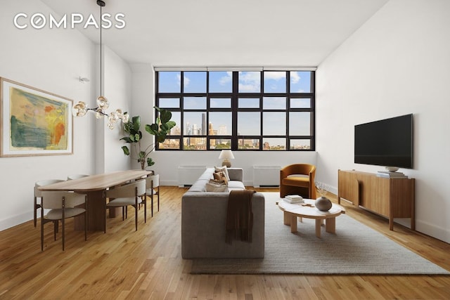 living room featuring light hardwood / wood-style floors