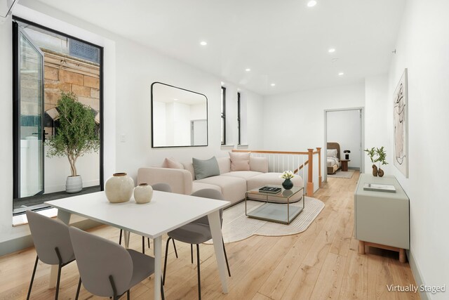 living room featuring light hardwood / wood-style floors