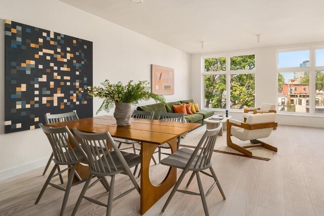 dining area featuring light hardwood / wood-style flooring