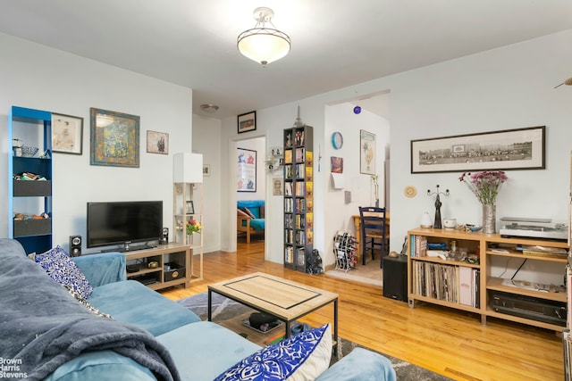 living area with wood finished floors
