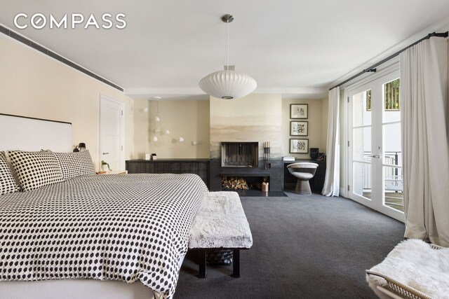 bedroom with dark wood-type flooring