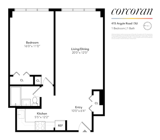 415 Argyle Rd Unit 5U, New York City, NY 11218 - floor plan / room layout