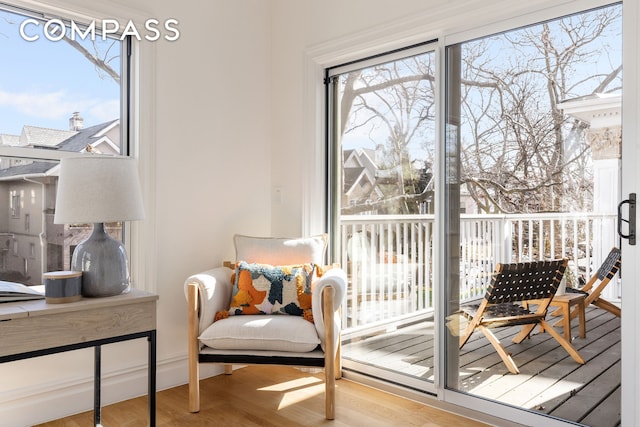 interior space featuring plenty of natural light and wood finished floors