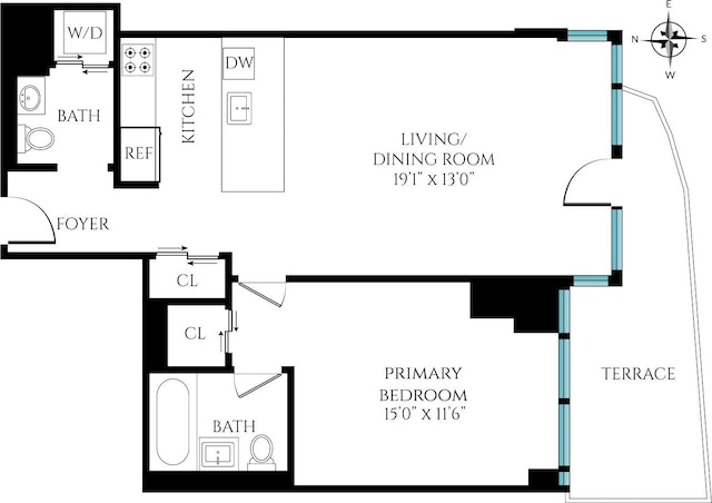 555 W 59th St Unit 12E, New York City, NY 10019 - floor plan / room layout
