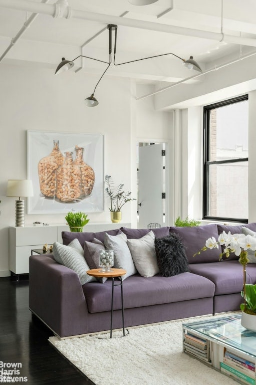 living room with hardwood / wood-style floors