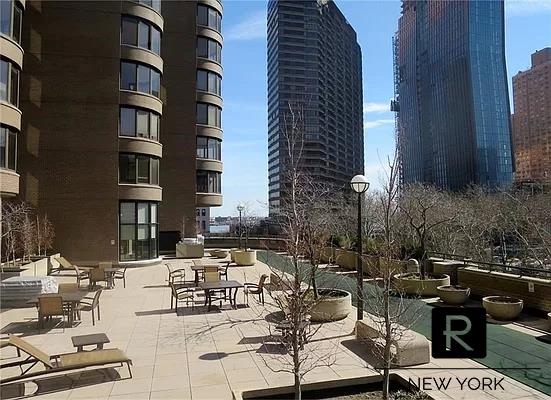 view of property's community featuring a view of city and a patio area