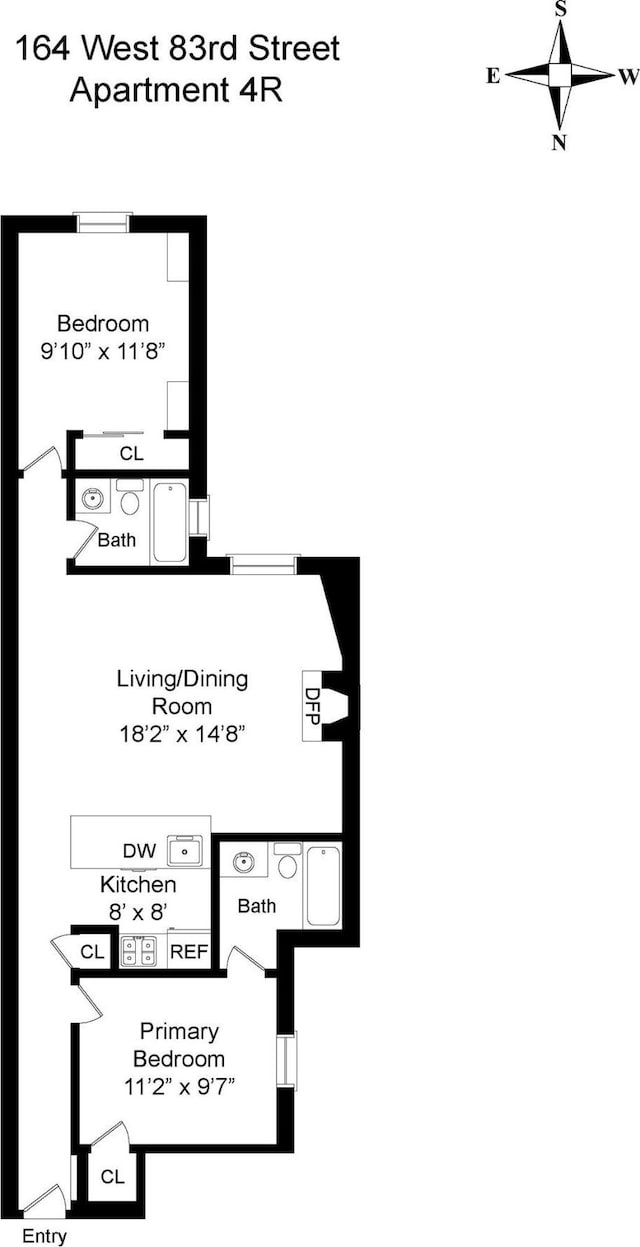 164 W 83rd St Unit 4R, New York City, NY 10024 - view of floor plan / room layout