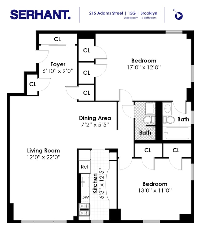 215 Adams St Unit 15G, New York City, NY 11201 - property floor plan