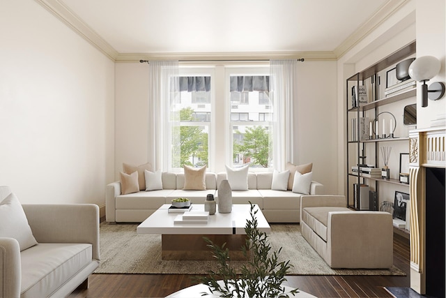 925 Park Ave Unit 2A, New York City, NY 10075 - living area featuring crown molding and wood finished floors