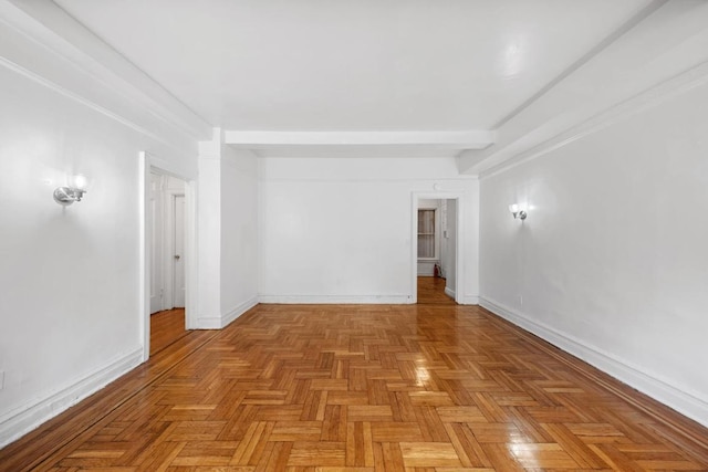 spare room featuring light parquet floors