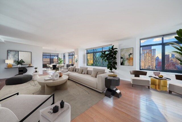 living room featuring light hardwood / wood-style flooring