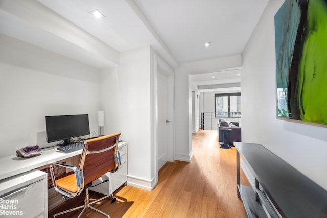 office space featuring light wood-type flooring