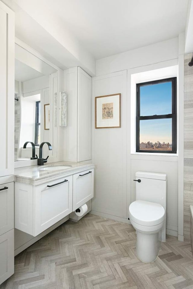 bathroom with toilet and vanity